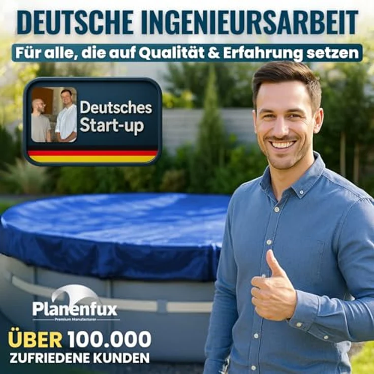 Planenfux® Pool-Abdeckplane Poolplanen rund PE Material - Blau (PARENT), Ø 244 - 280 cm Poolabdeckung rund aus verstärktem 200g/m² PE Material – Bild 9
