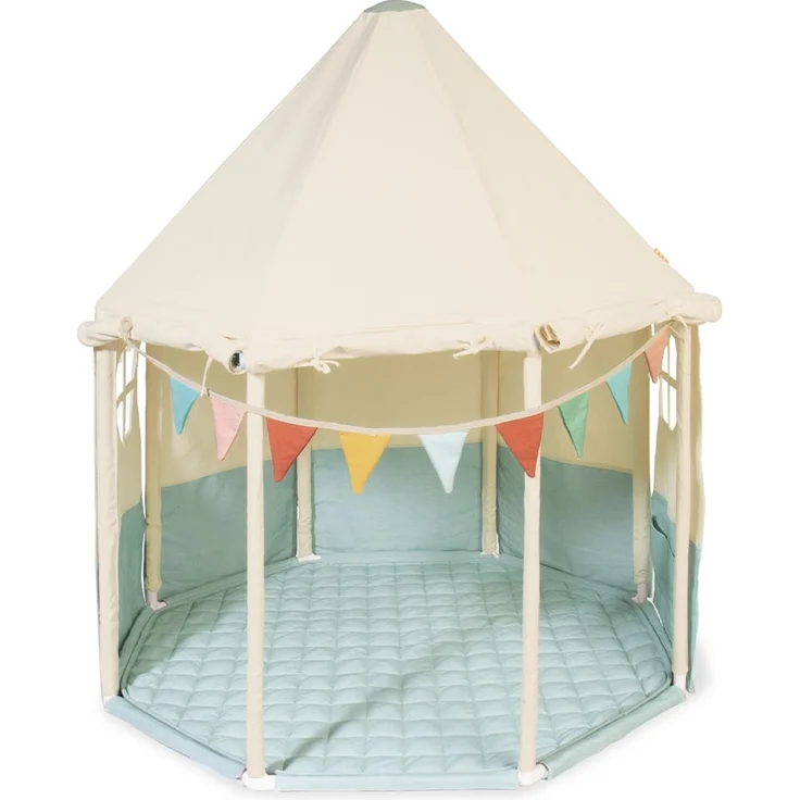 Pinolino 'Pavillon Yuma' Zelt, Baumwolle / Polyester, Blau / Beige, 124 x 124 x 142 cm – Bild 1