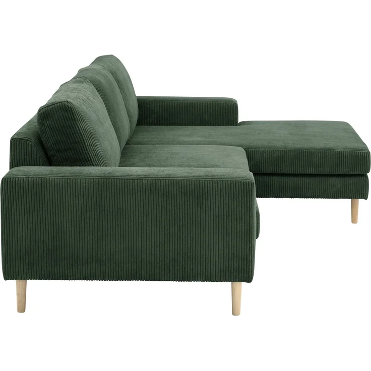 Sofa mit Longchair rechts Kaylynn Cordstoff dunkelgrün – Bild 4