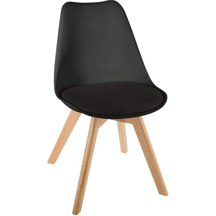 Avilia Moderner Schreibtischstuhl mit Gestell aus Buchenholz, Polsterung aus Polyurethan, Farbe Schwarz, für Zuhause und Büro, Elegantes und Komfortables Design