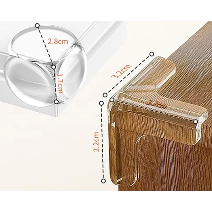 HoneyHolly Kantenschutz Baby, 16 Stück Weich, Eckenschutz Baby Kantenschutz Selbstklebend, Transparent Extra Starker Klebstoff, Eckenschutz für Schreibtisch, Kinderbett Esstisch (16T) – Bild 2