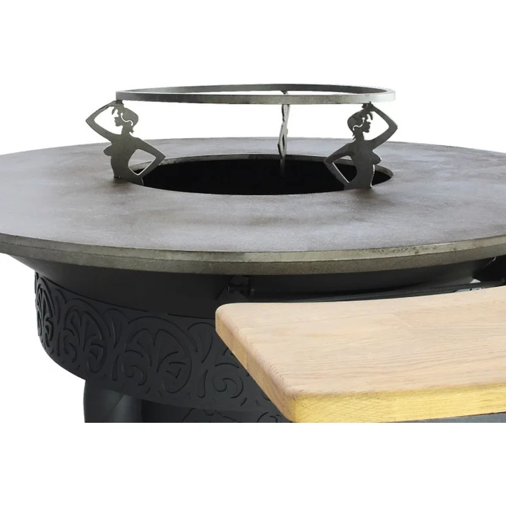 Grill Feuerplatte Olymp Feuerstelle mit Holzregalen – Bild 4