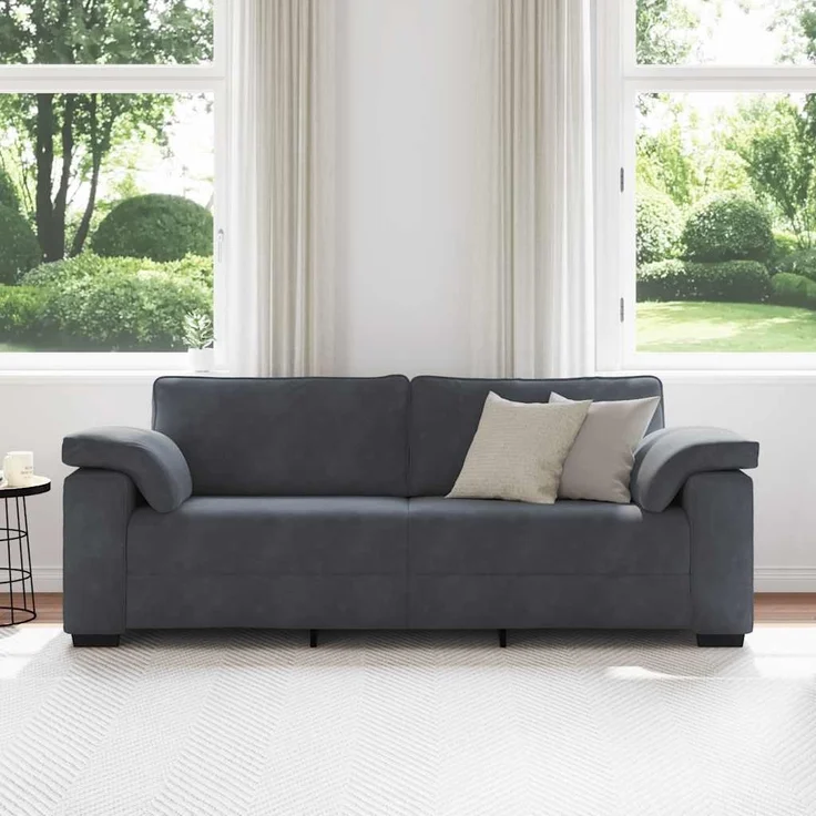 vidaXL 3-Sitzer-Sofa Dunkelgrau 220x77x82 cm Samt 4105278 – Bild 2
