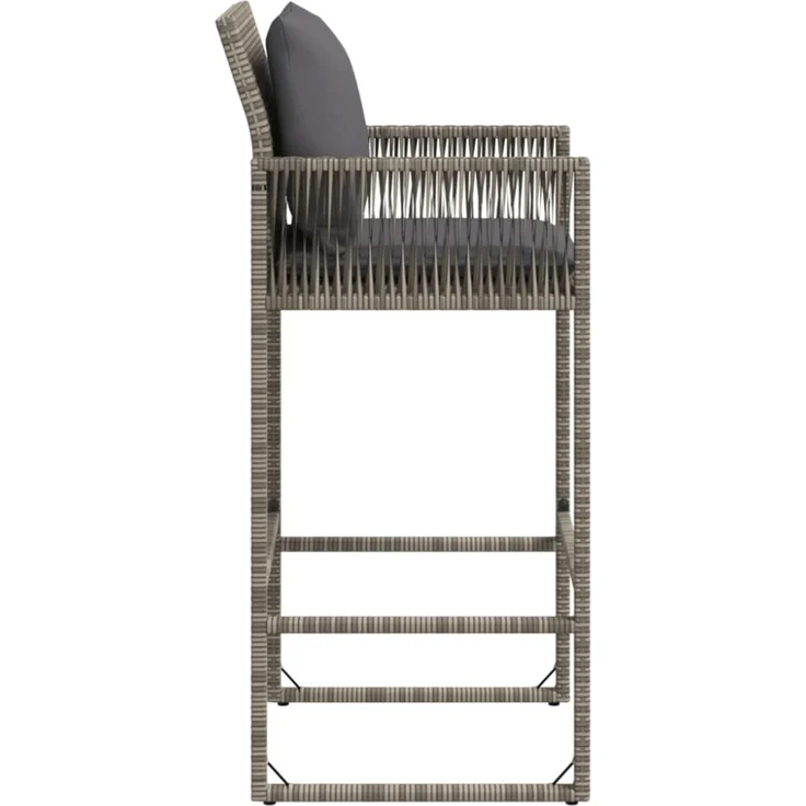 vidaXL Garten-Barhocker mit Kissen 2 Stk. Grau Poly Rattan 368707 – Bild 7