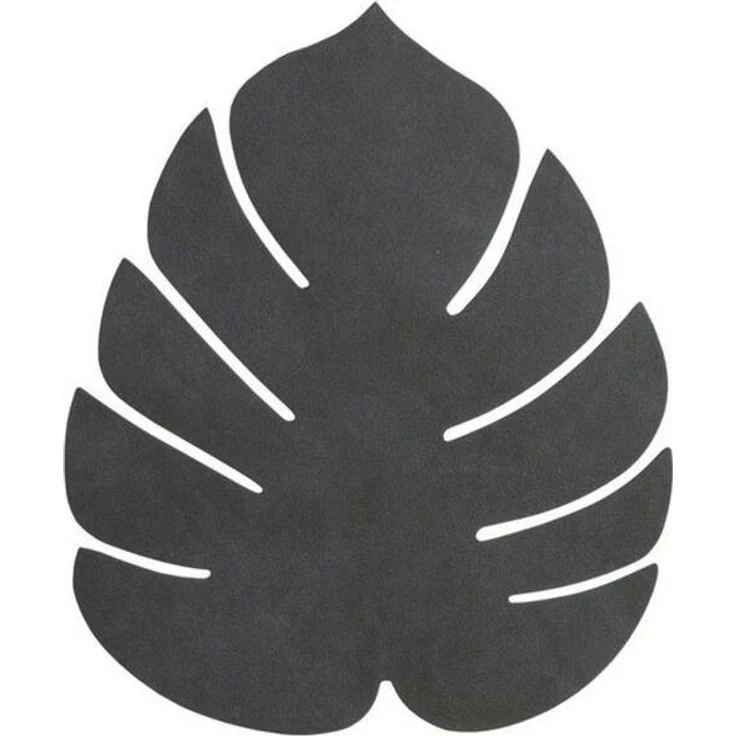 LIND DNA Platzset Tischset Monstera Leaf L schwarz, (Stück, 1-St, 1 Tischset), Recyclingleder – Bild 4