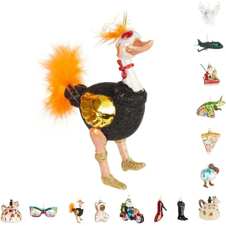BRUBAKER Weihnachtsbaumkugel Lustige Weihnachtskugel aus Glas - Handbemalt und Mundgeblasen Figuren (1 St), Christbaumschmuck Weihnachtsdeko Anhänger - Deko