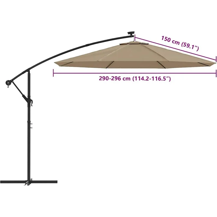 vidaXL Ersatzbezug für Ampelschirm Taupe 300 cm 313806 – Bild 7
