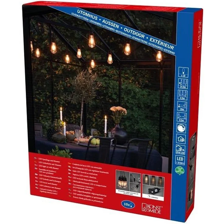 KONSTSMIDE No. 2365-800 LED globe Party Lichterkette retro Design birnenförmig dimmbar IP44 – Bild 6