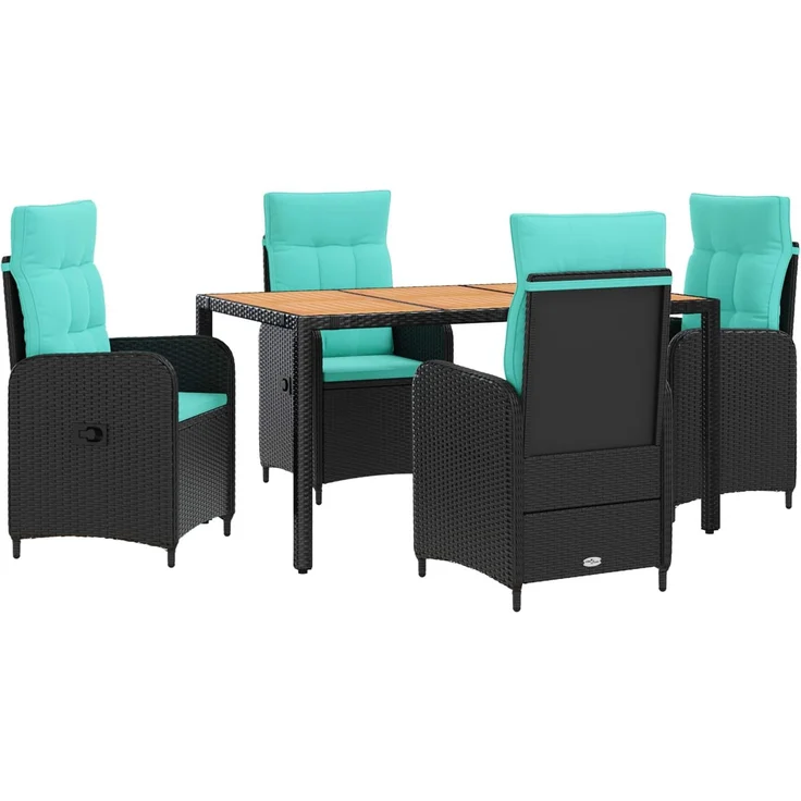 vidaXL Outdoortisch-Set 5 stk. Black and Turquoise 150 x 90 x 75 cm 3422272 – Bild 2