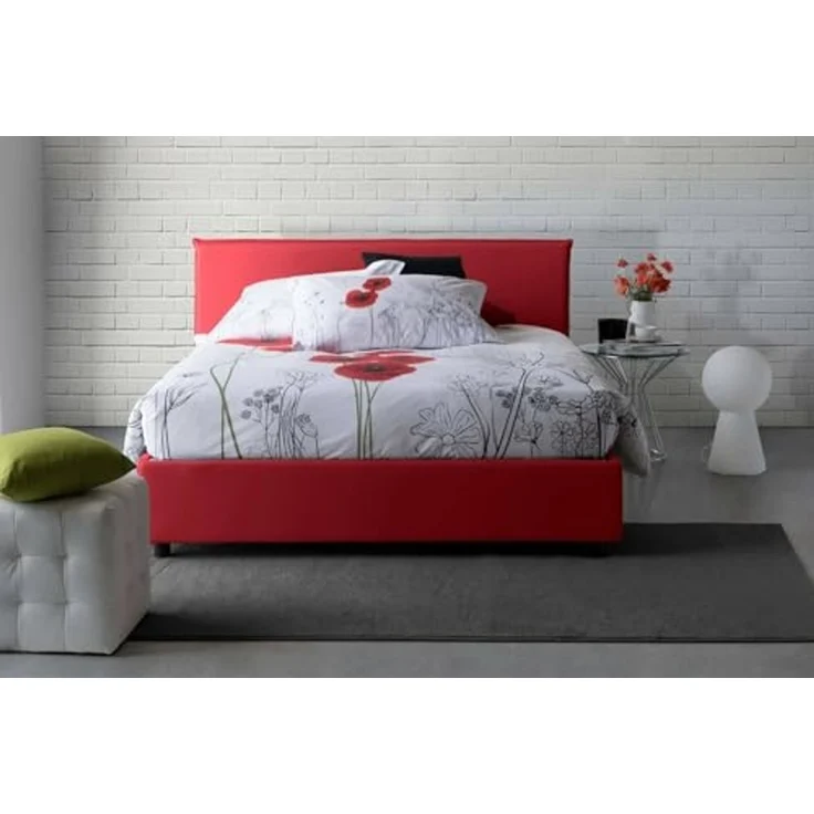 Talamo Italia - Doppelbett Beata, Stoffbett mit Stauraum, Öffnung vorne, inklusive Matratze 140x190 cm, 100 % Made in Italy, Rot – Bild 5
