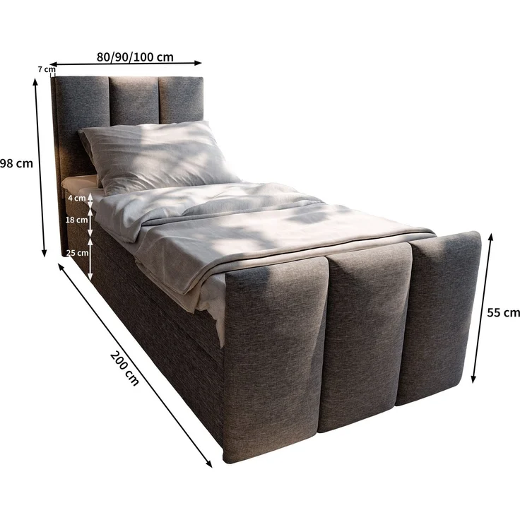 Masseno Boxbett LAGO 90x200 cm mit Bonell Matratze und Topper – Bild 2