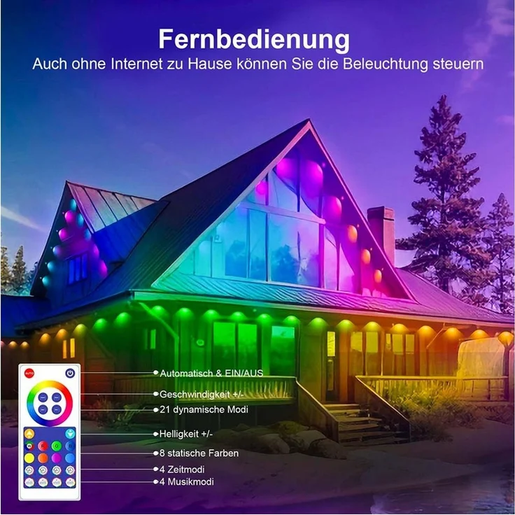 LMaxhome LED Stripe Außen permanent, RGBIC Dachbeleuchtung, WLAN, IP65, Musikmodus, Smart Außenbeleuchtung mit App, dimmbar, für Weihnachten & Halloween – Bild 3