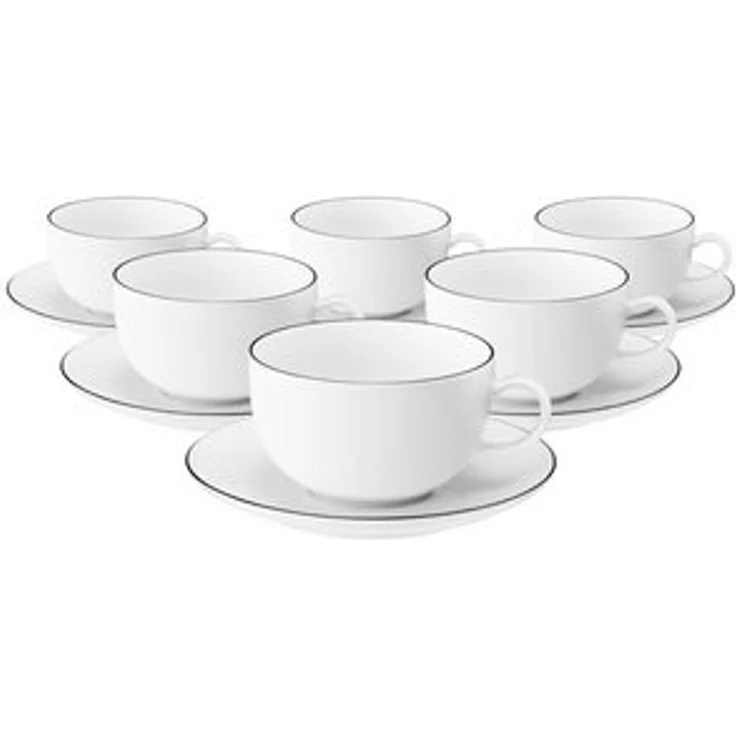 Seltmann Weiden Lido Black Line Milchkaffeetasse mit Untertasse 350 ml 6er Set – Bild 4