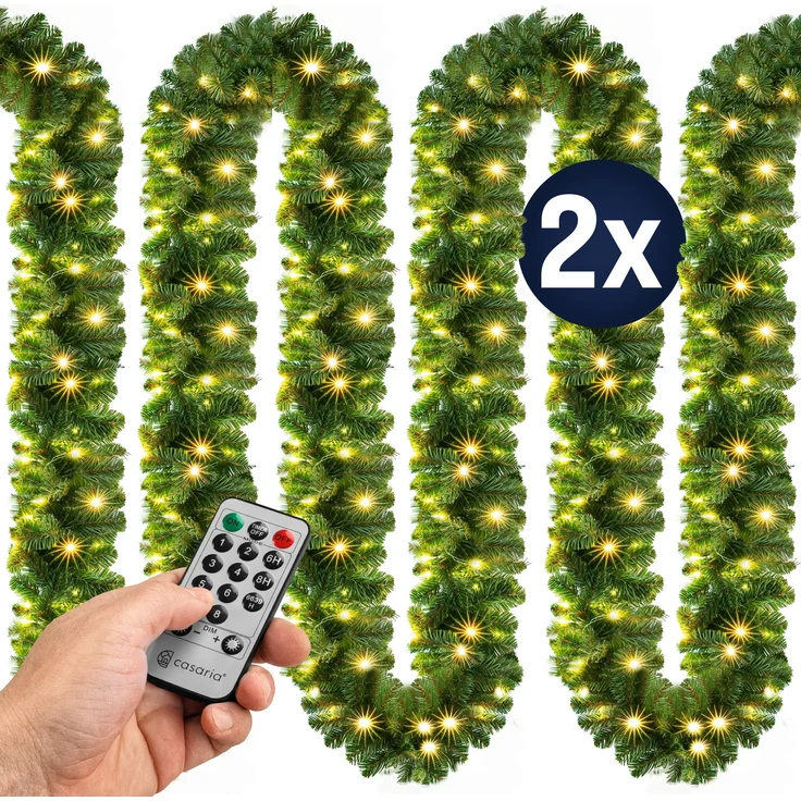 Casaria 2er Set Weihnachtsgirlande 100LEDs mit Fernbedienung – Bild 2