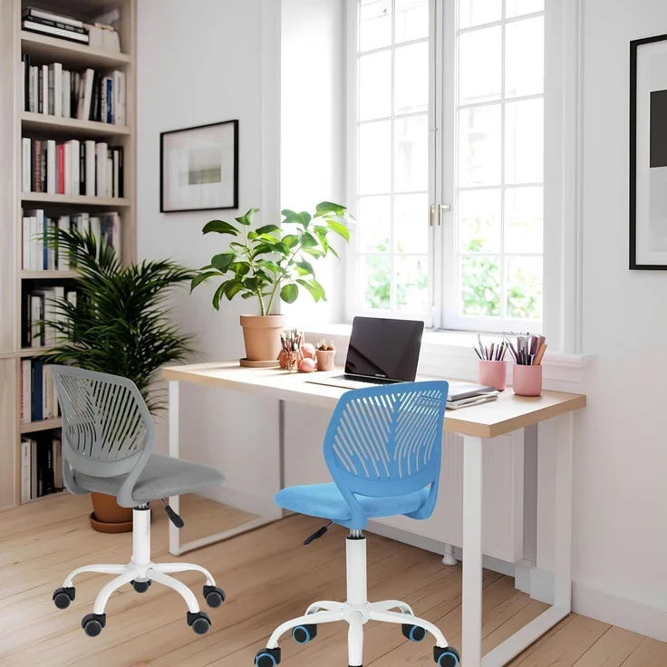 Schreibtischstuhl Ergonomisch Verstellbarer Drehstuhl Bürostuhl Stoff Grau – Bild 4