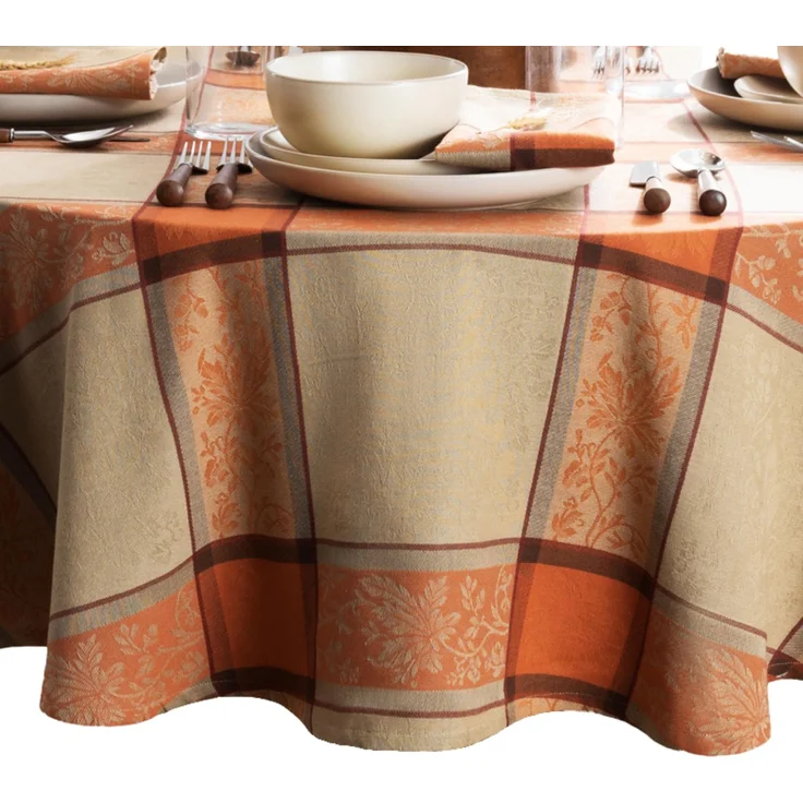 Elrene Home Fashions Herbsternte Jacquard-Tischdecke, gewebte Herbstfolie, Erntedankfest, Baumwolle, 152,4x213,4 cm, oval