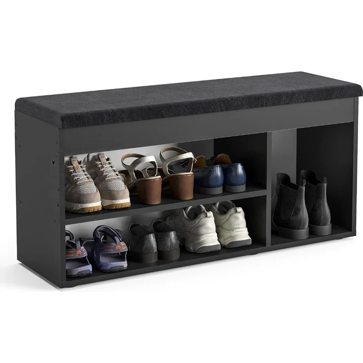 KOMTO Schuhbank Mit Sitzfläche Schuhregal Bank mit Stauraum Schuhschrank mit Sitzbank, für 6 bis 8 Paar, Spanplatte, Sofia 100 x 48 x 32 cm – Bild 1