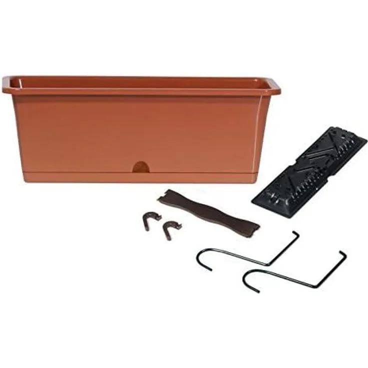 Blumenkasten mit Haken, Terracotta, Kunststoff 50,8 x 18 x 8x17,3 cm - DCM500W-R624 - Prosperplast