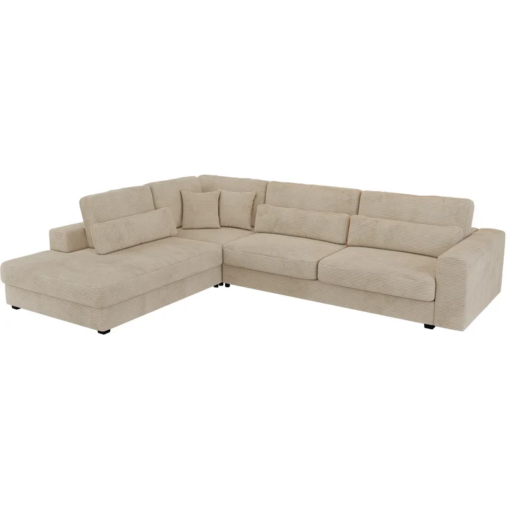 Freistehendes Ecksofa mit lose Kissen, L-form - SAVONA - links - Beige Cord – Bild 6