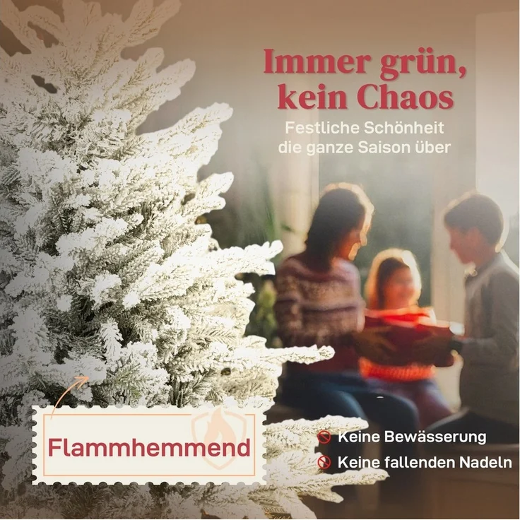 HOMCOM Künstlicher Weihnachtsbaum 1162 Zweige, Kiefernbaum, Realistisches Aussehen, Grün+Weiß – Bild 3