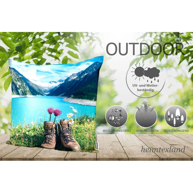 heimtexland Â® Outdoorkissen Lotus Effekt 45x45 Garten Dekokissen Wasserabweisend Outdoor Lounge Deko Kissen Typ742 Alpen Stiefel – Bild 3