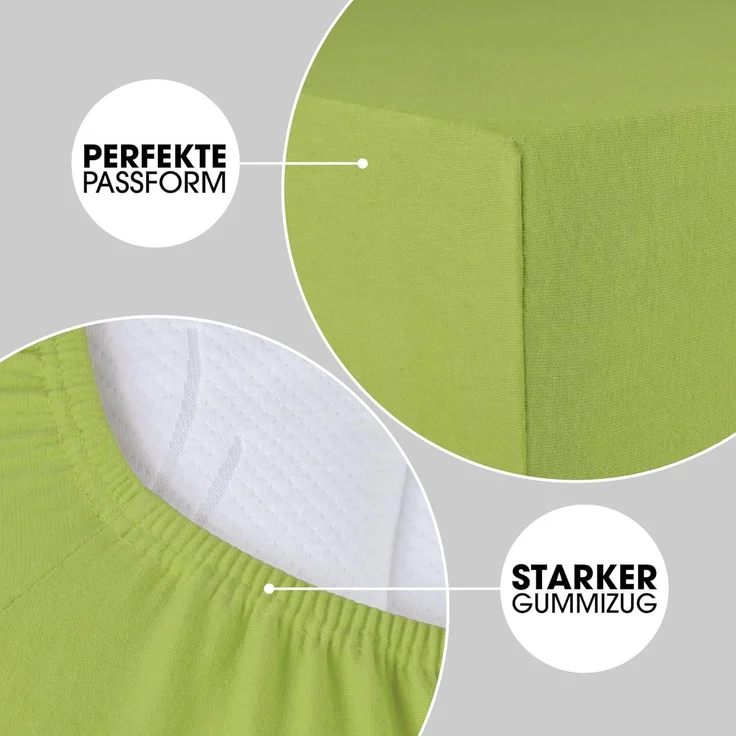CelinaTex Jersey Spannbettlaken Lucina 140x200-160x200 cm grün 100% Baumwolle gekämmt bis 26cm Matratzenhöhe Spannbettbezug, Leintuch, Bettlaken, elastisch, Strech, Oeko-Tex – Bild 4