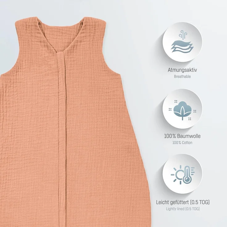 Julius Zöllner Baby Sommerschlafsack Musselin dune 70 cm – Bild 2