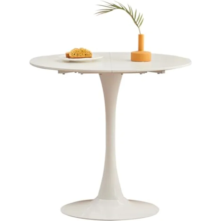 GrandCA HOME 80cm weißer moderner runder Esstisch,Tisch rund 80 cm, Esstisch rund,geeignet für 2–4 Personen, Geeignet für Küche,Wohnzimmer, Esszimmer,Weiß – Bild 2