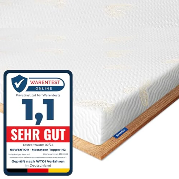 Newentor® Matratzen Topper 90x200 cm H2, Matratzentopper 90x200 Schlafsofa Bett, Mattress Topper 90x200 Boxspringbett Bezug Kaltschaum 5CM Höhe – Bild 2