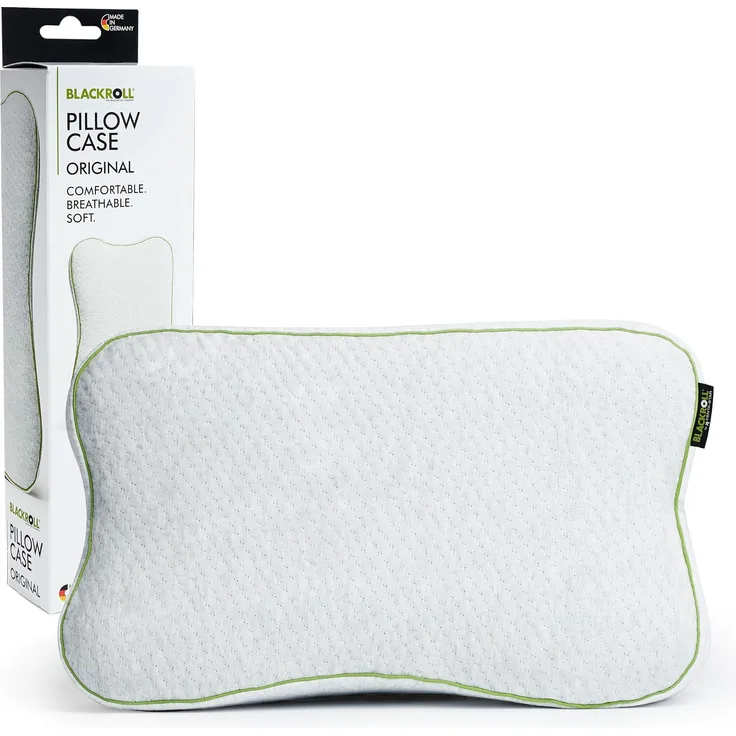BLACKROLL® PILLOW CASE ORIGINAL, Kissenbezug 30x50 cm für RECOVERY PILLOW, atmungsaktiver Kopfkissenbezug aus weichem Material, formstabile Kissenhülle ohne Faltenbildung, Made in Germany, Weiß/Grün