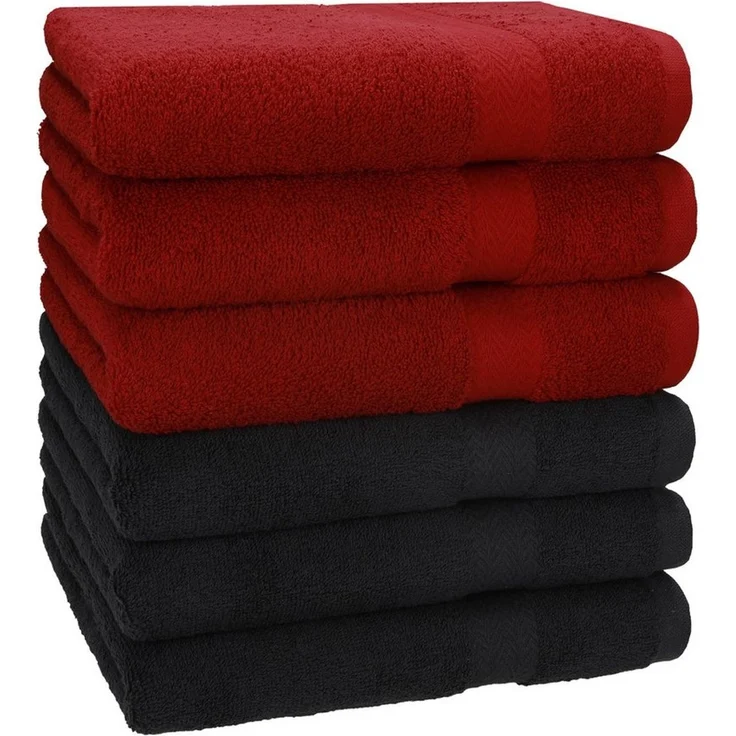 Betz Handtücher 6 Stück Handtuch Set 50 x 100 cm Premium Farbe rubinrot/Graphit Grau, 100% Baumwolle (Set, 6-St) – Bild 5