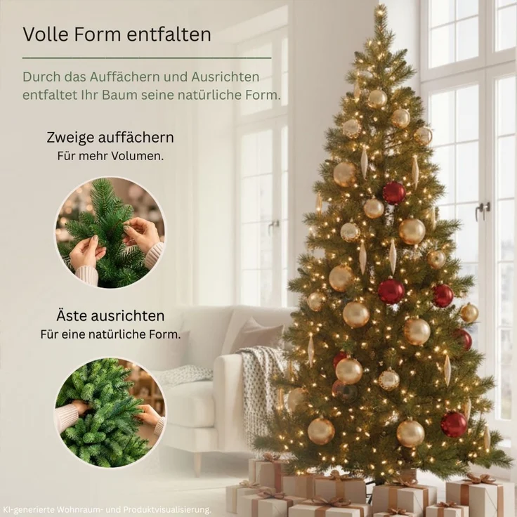 HXT 1101 SLIM 240 cm künstlicher Weihnachtsbaum inklusive Metallständer, exklusiv & hochwertig, schwer entflammbar – Bild 5