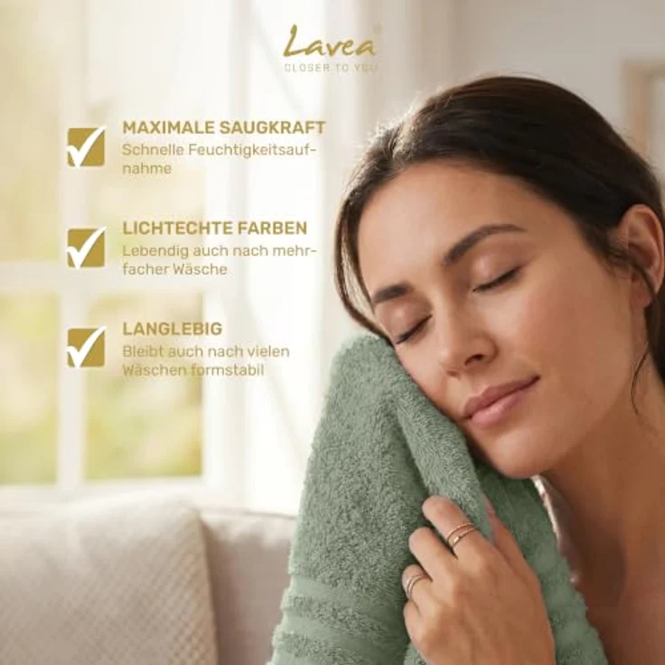 Lavea Gästehandtuch 5er Set Gästehandtücher, Elena Frottee, 30x50 cm Gästetuch, 100% Baumwolle (5er Set), 500 g/m² Frottier, weich & saugstark, pflegeleicht – Bild 8
