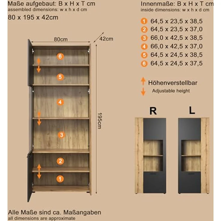 Wohnwand Esteban in grau und Eiche Evoke 340 cm – Bild 3