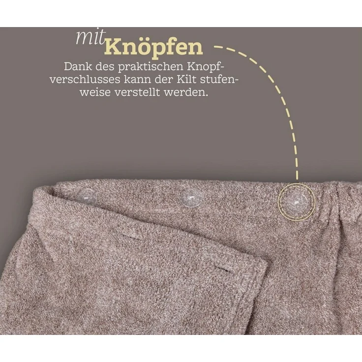 Bestlivings Saunatuch Herren 60x145cm, Sauna Kilt "Flauschig" Saunahandtuch mit Gummizug und Knopfverschluss – Bild 4