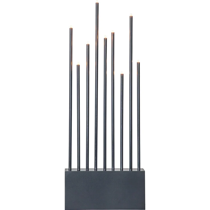 LED Kerzenständer, Holz, Stahl, Anthrazit, Weihnachten, H 60 cm – Bild 2