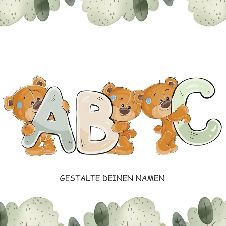 Sunnywall Wandtattoo Buchstaben ABC Bärchen Aufkleber für Wand & Tür (Buchstaben einzeln oder kombinierbar), selbstklebend, konturgeschnitten – Bild 1