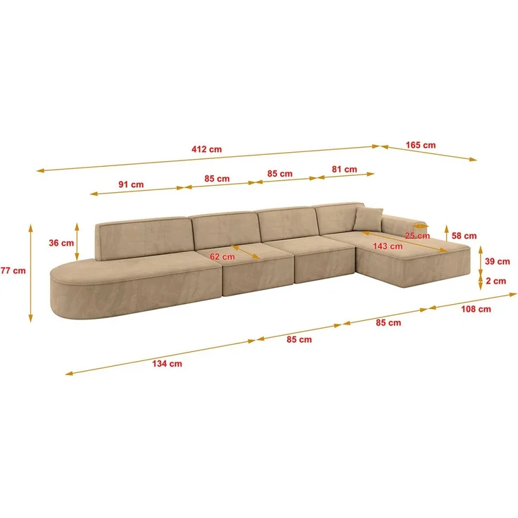 ALTDECOR Ecksofa IREA-L3-v3, Sofa Praktische Bequeme Funktionsecke Couch L-Form Eckcouch, Corner Sofa L-Form Vielseitige Sofa Wohnlandschaft Wohnzimmer – Bild 4