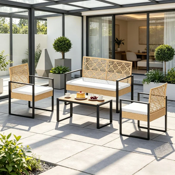 Außenmöbelsatz,Terrassenmöbelsatz,Modulares Gesprächsmöbelsatz,Rasenmöbelsatz--Naturholz--112.5x52x75cm--YOUDENOVA – Bild 3