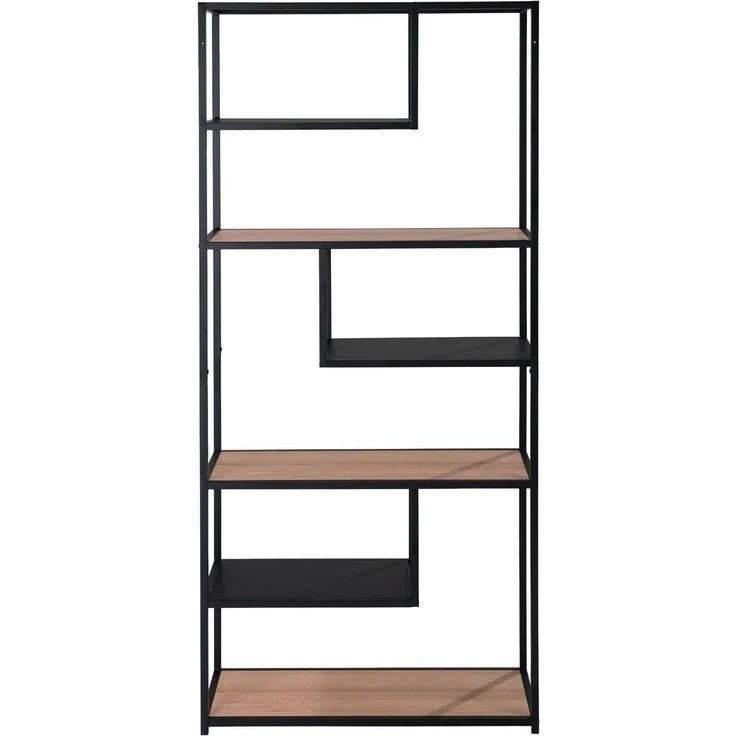 Regal Delia / 300.001753, Holzwerkstoff, Stahl, Schwarz, Holzfarben, 80 x 180 x 34 cm – Bild 8