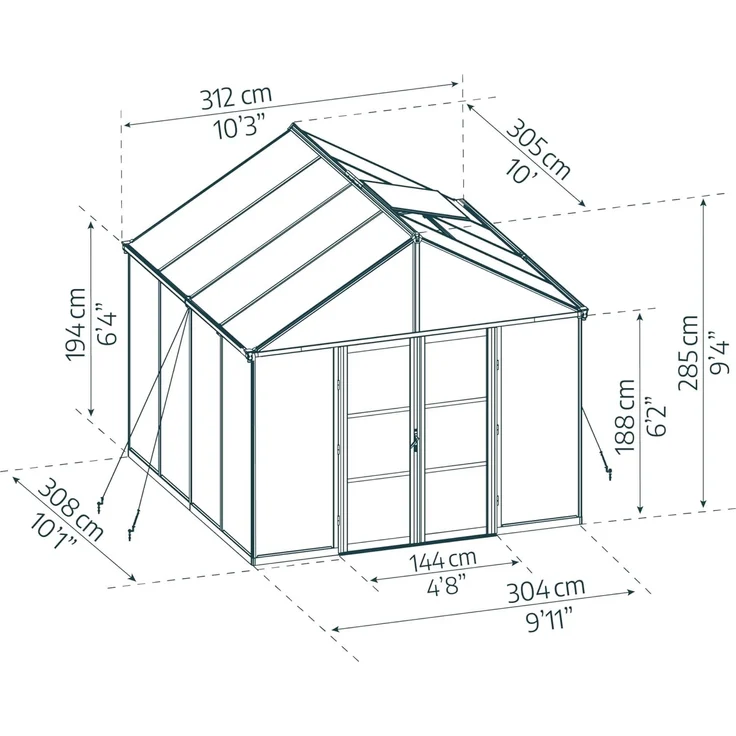 Palram - Canopia Aria 1010 | Alu Gewächshaus mit – Bild 8