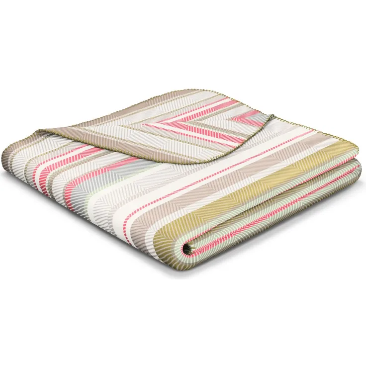 Biederlack Wohndecke Kuscheldecke 150x200 Narrow Streifen rosa oliv natur 807663