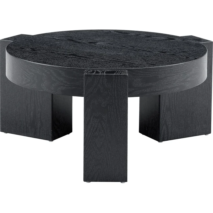 DESVIAE Couchtisch-Set 2-tlg. mit Sicherheitsglas, Ø61x30 cm, MDF in Schwarz Holzoptik – Bild 8