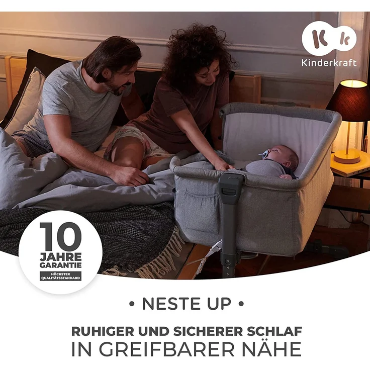 Kinderkraft 'NESTE UP' Beistellbett, grey melange – Bild 2