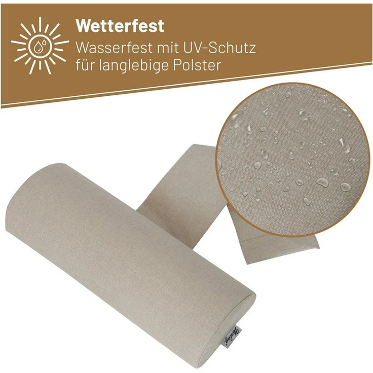 Herlag Polsterauflage Kopfpolster Sunny für Gartenstuhl, wetterfest, UV-beständig, Anthrazit oder Natur, eckig oder rund – Bild 3