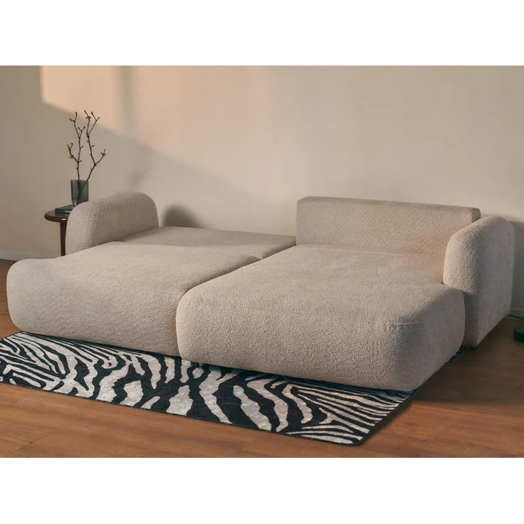 Selsey Tvoya Ecksofa mit Schlaffunktion, Ottomane rechts, Bouclé Beigegrau – Bild 4
