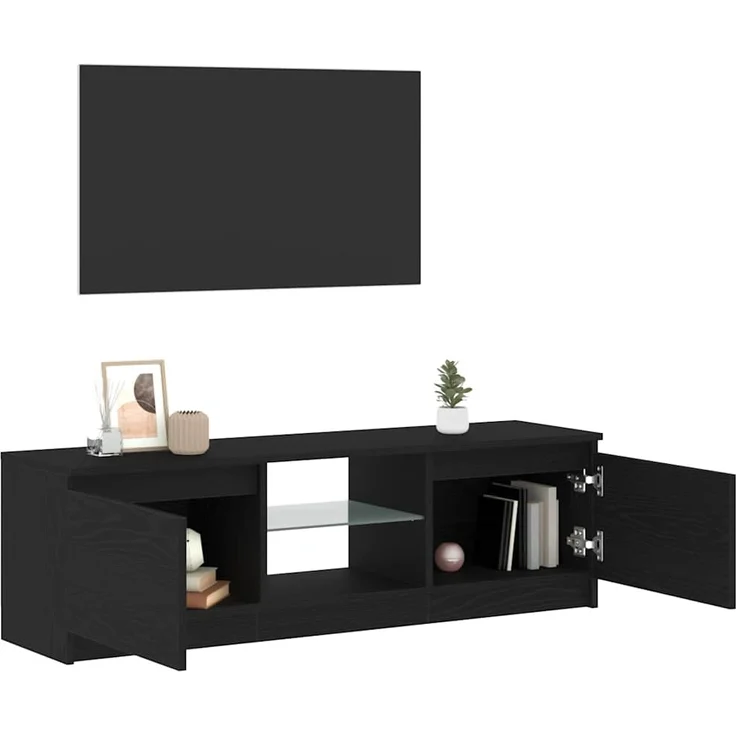 vidaXL TV-Schrank mit LED-Leuchten Schwarz Eichen-Optik 120x30x36 cm 862034 – Bild 4