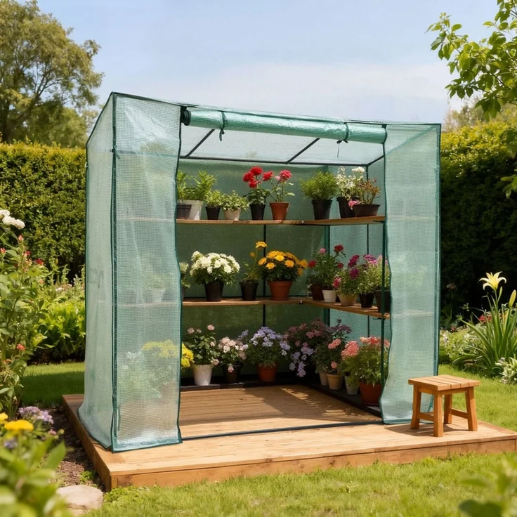 Home Nature Wohnkonzept Tomatengewächshaus Gewächshaus 171,5 × 79,5 × 204 cm – Foliengewächshaus für Balkon und Garten – Stabil, Winterfest, Grün – Bild 4