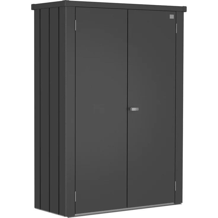 Biohort Terrassenschrank Romeo, 181 cm x 132 cm x 57 cm, Dunkelgrau-Metallic, mit individuell anpassbarer Regaleinrichtung und sanft schließenden Türen