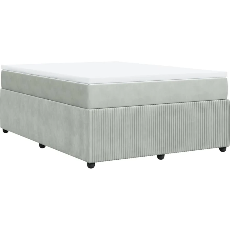 vidaXL Boxspringbett mit Matratze Hellgrau 140x200 cm Samt 3285644 – Bild 9